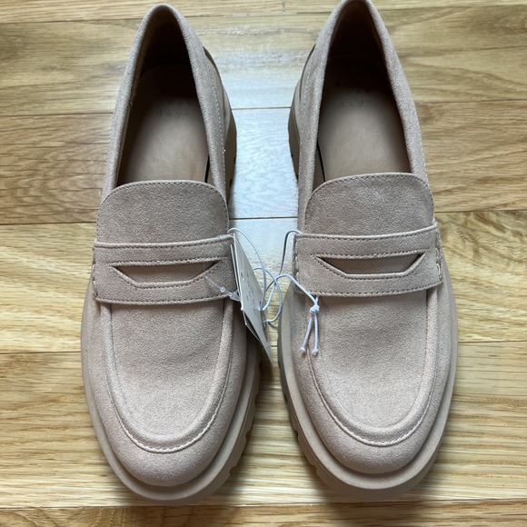 A New Day Archie Loafers Women's 6  Taupe Faux Suede Penny Lug Chunky Sole NWT - Picture 2 of 9